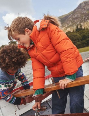 Orange Kids' Boden Fun Padded Jackets | 15349YANM