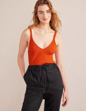 Orange Women's Boden Ribbed Vest Tops | 23498SVFH