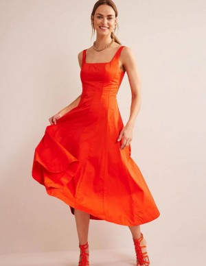 Orange Women's Boden Sleeveless Panelled Midi Dress | 68012DTLG