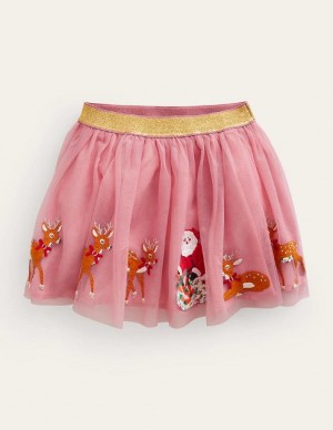 Pink Kids' Boden Applique Tulle Skirts | 69081ALSW