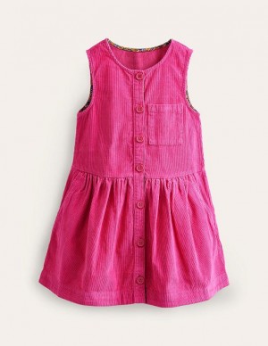 Pink Kids' Boden Button Pinafore Dress | 58790GCXO