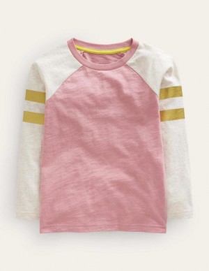 Pink Kids' Boden Colourblock Raglan T-Shirt | 61498VSNG