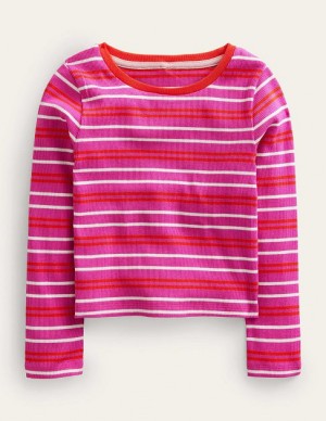 Pink Kids' Boden Cropped Long Sleeve T-Shirt | 39601DIKG