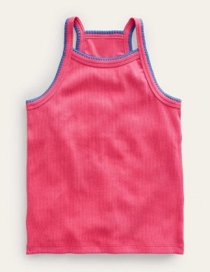 Pink Kids' Boden Cut Away Tanks | 38174GDUT