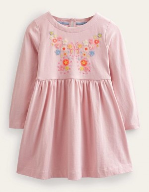 Pink Kids' Boden Flutter Jersey Dress | 01529YOPT