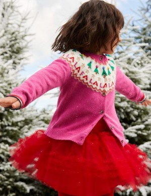 Pink Kids' Boden Fun Fair Isle Cardigan | 97641TDMC