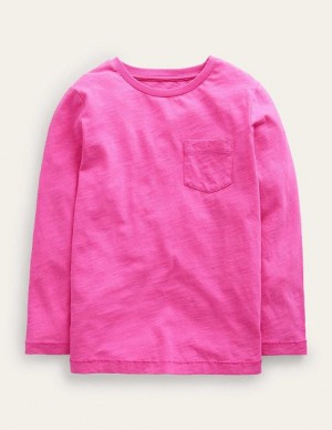 Pink Kids' Boden Long-sleeved Washed T-Shirt | 28653GYRV