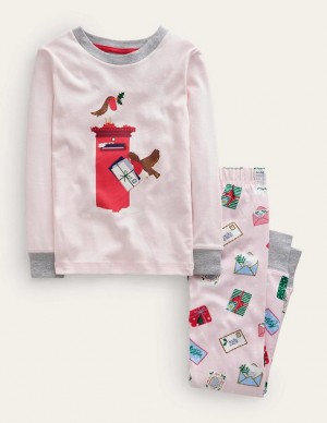 Pink Kids' Boden Snug Long John Pajamas | 80349VYBA