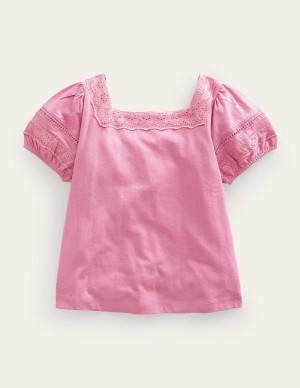 Pink Kids' Boden Square Neck Swing Tops | 78419CYFP