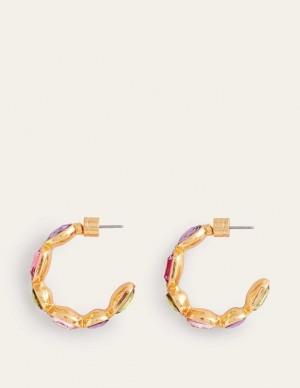 Pink Multicolor Women's Boden Jewelled Hoop Earrings | 49375PVLG