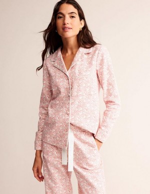 Pink Women's Boden Brushed Cotton Shirt Pyjamas | 68490NMFL