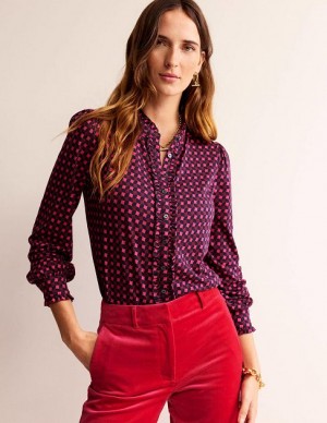 Pink Women's Boden Caroline Jersey Shirts | 78560KDGF