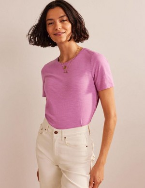 Pink Women's Boden Cotton Crew Neck T-Shirt | 59180WMCA