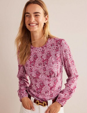 Pink Women's Boden Empire-waist Long-sleeve Tops | 45962RJBH