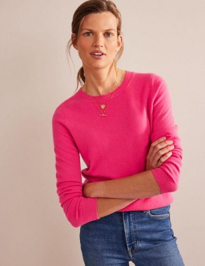 Pink Women's Boden Eva Cashmere Crew Neck Sweaters | 13598KQBM