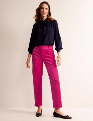 Pink Women's Boden Kew Velvet Pants | 76389FPJY