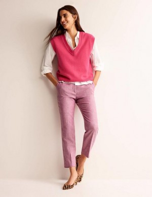 Pink Women's Boden Kew Wool Pants | 96583DBIL