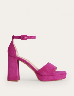 Pink Women's Boden Platform Heeled Sandals | 23845PKAI