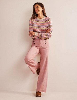 Pink Women's Boden Sailor Wide Leg Pants | 95701KOHY