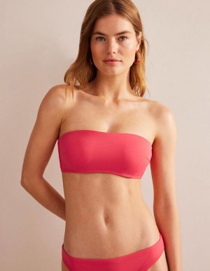 Pink Women's Boden Support Bandeau Bikini Tops | 95614RLKD