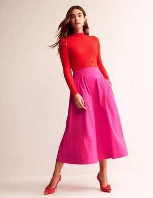 Pink Women's Boden Taffeta Pull-on Skirts | 97653RSOJ