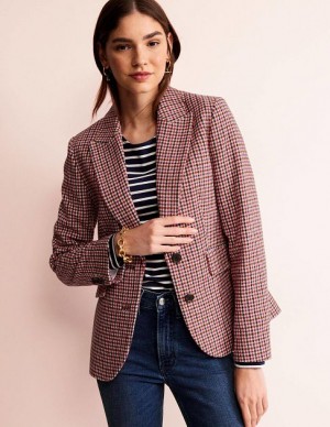 Pink Women's Boden The Marylebone Checked Blazers | 04763MLCR