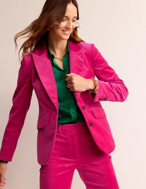 Pink Women's Boden The Marylebone Velvet Blazers | 51270ITXM