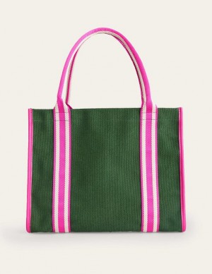 Pink / Navy / Green Women's Boden Tilda Canvas Tote Bags | 80752ENAW