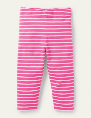 Pink / White Kids' Boden Fun Cropped Leggings | 30851LTBR