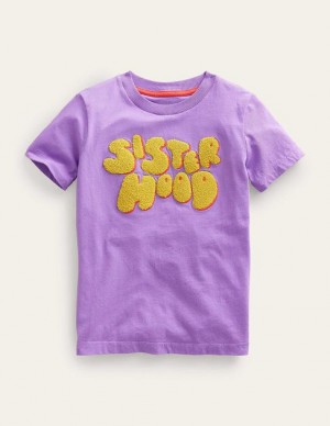 Purple Kids' Boden Boucle Logo T-Shirt | 35849RYMP