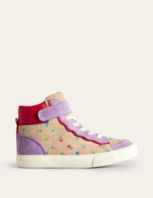 Purple Kids' Boden Leather High Tops | 60324DLXU