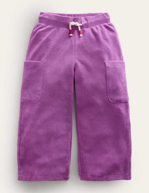 Purple Kids' Boden Towelling Cargo Pants | 29706FBAP