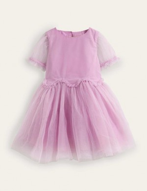 Purple Pink Kids' Boden Tulle Ruffle Waist Dress | 72936ZKTE