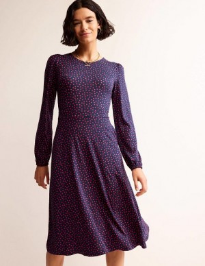 Purple / Red Women's Boden Camille Jersey Midi Dress | 31682MVJD