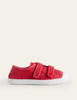 Red Kids' Boden Double Strap Canvas Sneakers | 37624LZBW