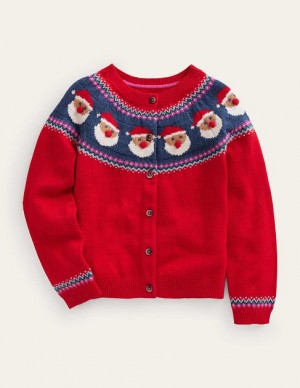 Red Kids' Boden Fun Fair Isle Cardigan | 90481TUQF