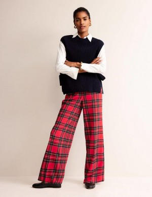 Red Women's Boden Check Pants | 87691VDQA