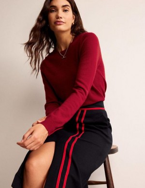 Red Women's Boden Eva Cashmere Crew Neck Sweaters | 26845XQJV