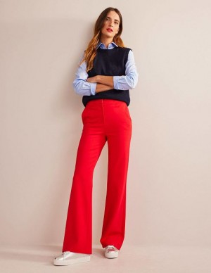 Red Women's Boden Hampshire Ponte Wideleg Pants | 49130SLPG