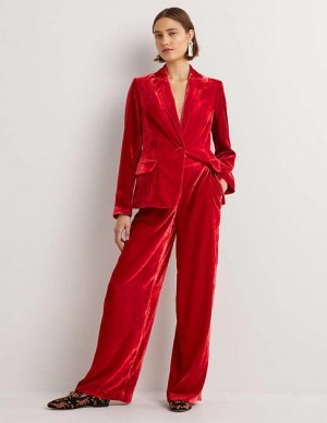 Red Women's Boden Red Velvet Wide-leg Pants | 37519NJFD