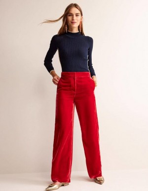 Red Women's Boden Westbourne Velvet Pants | 70495NKFH