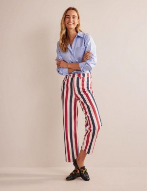 Red / Blue Stripes Women's Boden High Rise Stripe Jeans | 24957KIBF