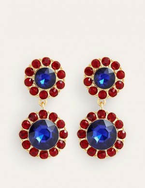 Red / Blue Women's Boden Embellished Flower Earrings | 86079SLFO