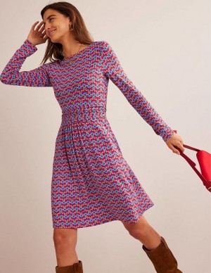 Red / Blue / Purple Women's Boden Abigail Jersey Dress | 91865LVXH