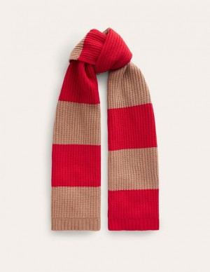 Red / Brown Women's Boden Colour Block Scarf | 13859PXSU