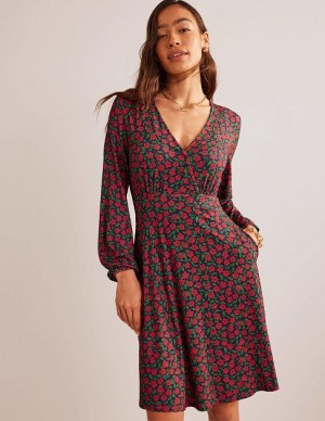 Red / Green Women's Boden Willow Jersey Dress | 51039GFSD