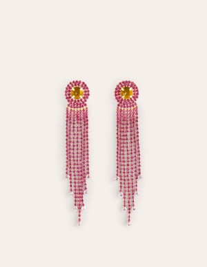 Red / Pink Women's Boden Jewelled Fringe Earrings | 59406IYQN