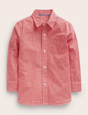 Red / White Kids' Boden Laundered Shirts | 53401RTHL