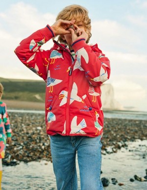 Red / White / Blue Kids' Boden Sherpa Lined Anorak Jackets | 75218QFUA