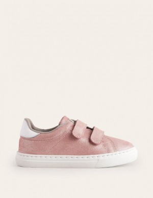 Rose Gold Kids' Boden Leather Double Strap Low Tops | 71396FKID